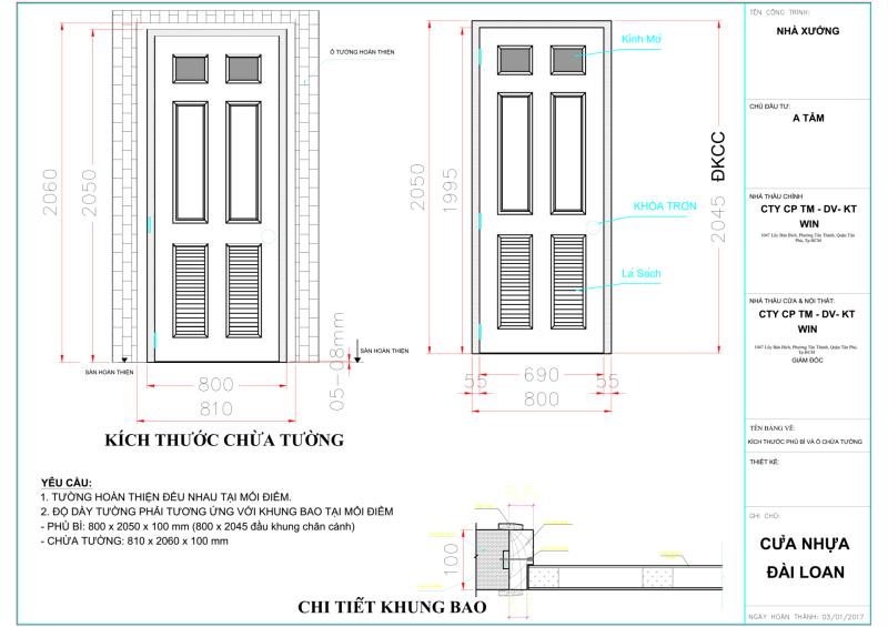 Bản vẽ cửa nhựa Đài Loan