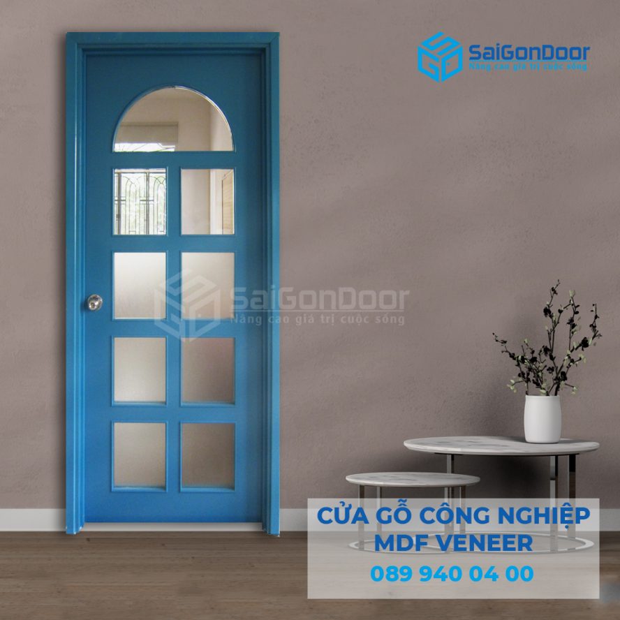 Cua go CN MDF veneer P1G9 xanh da troi