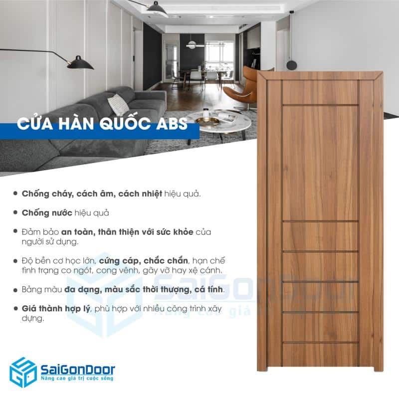 Cửa nhựa Hàn Quốc ABS phù hợp lắp đặt các công trình chung cư cao cấp