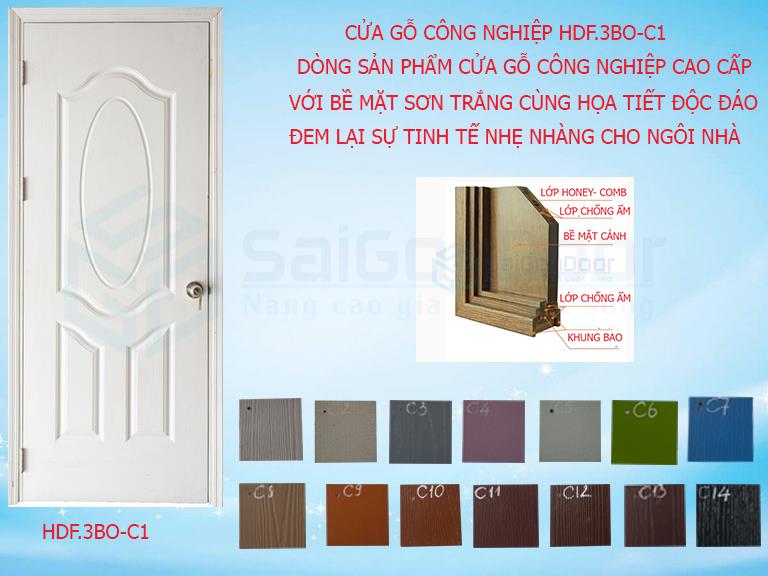 Cửa gỗ công nghiệp HDF.3BO-C1