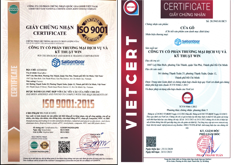 Chứng nhận ISO 9001:2015 và hợp chuẩn hợp quy