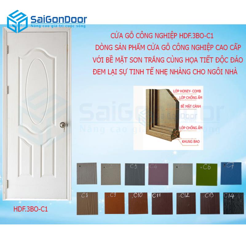 Mẫu cửa gỗ công nghiệp HDF.3BO-C1