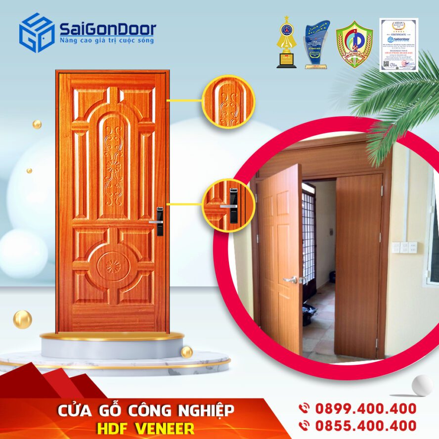 Báo giá cửa gỗ phòng ngủ HDF Veneer cao cấp