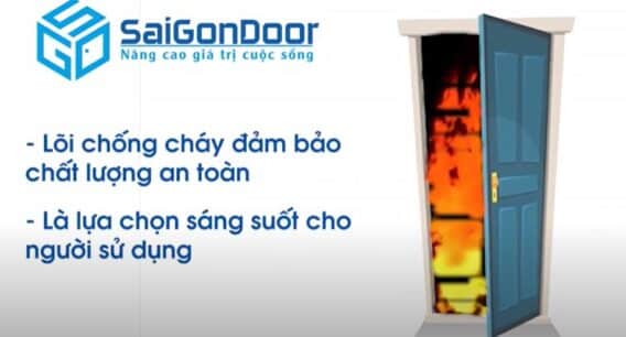 Hình ảnh mô tả cửa gỗ chống cháy hiện đại tại các chung cư, nhà cao tầng