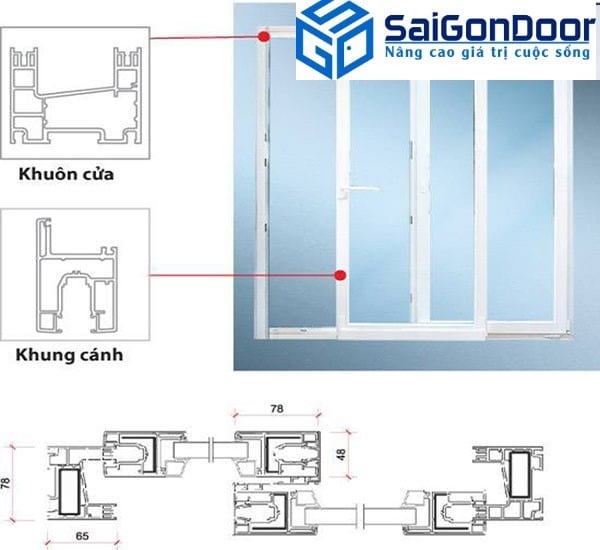 Bản vẽ thiết kế cửa đi nhựa giả gỗ 2 cánh mở lùa