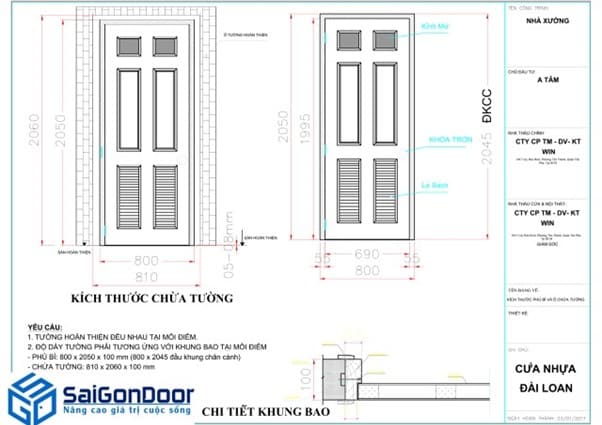 Bản vẽ thiết kế cửa nhựa Đài Loan vân gỗ