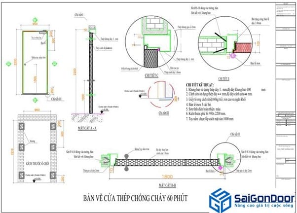 Bản vẽ thiết kế cửa thép chống cháy