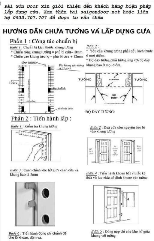 HƯỚNG DẪN LẮP ĐẶT CỬA (PHƯƠNG PHÁP THỢ MỘC LẮP ĐẶT