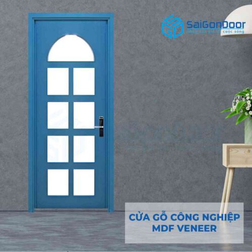 Cửa gỗ công nghiệp MDF Veneer P1G9 xanh da troi (2)