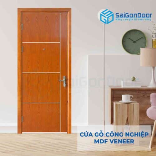 Cửa gỗ công nghiệp MDF Veneer P1R4-xoan dao