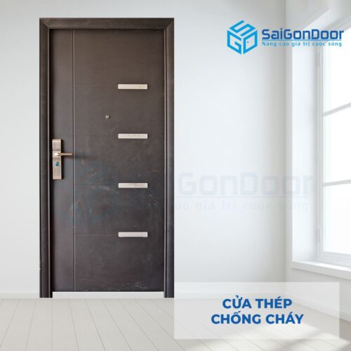 Cửa thép chống cháy TCC Cua thep chong chay P1 den