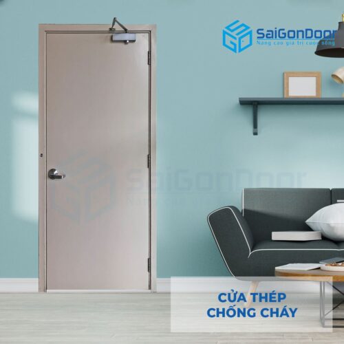 Cửa thép chống cháy TCC P1 xam trang dung cui cho hoi thuy luc