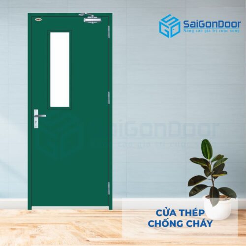 Cửa thép chống cháy TCC P1G1a dung tay day hoi