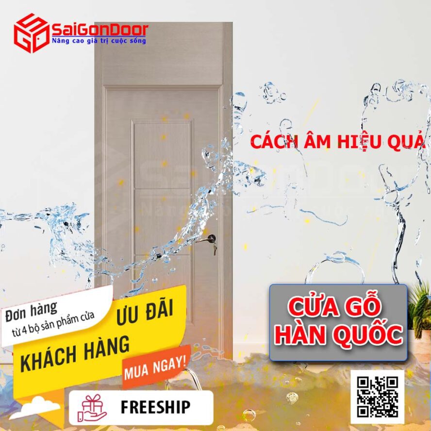 Mẫu cửa gỗ Hàn Quốc có khả năng cách âm, chống nước và nhiệt tốt