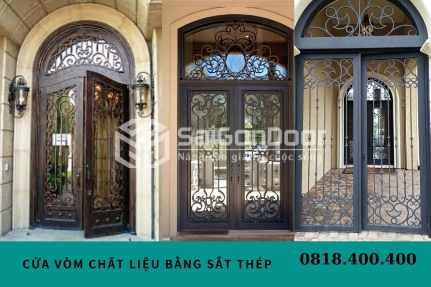 Cửa vòm chất liệu bằng sắt thép thường được sử dụng trong các công trình kiến trúc hiện đại