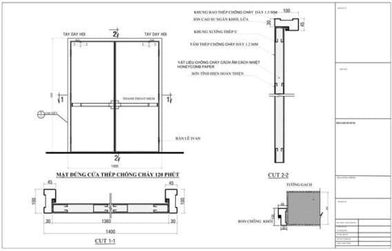 Kích thước của cửa chống cháy đôi