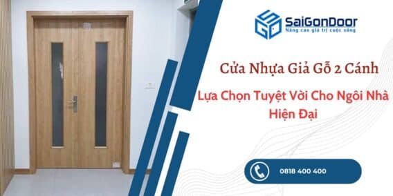 Cửa nhựa giả gỗ 2 cánh