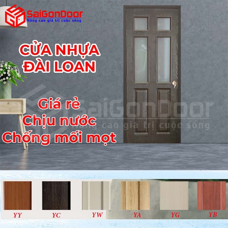 Cửa nhựa vân gỗ Quảng Ngãi loại PVC Đài Loan