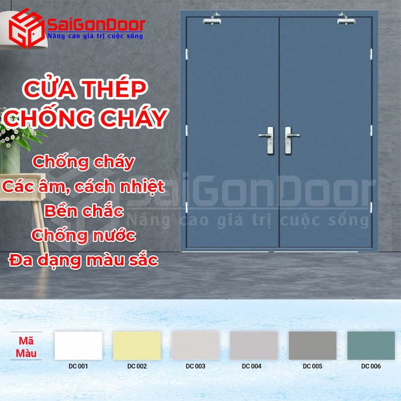 Mẫu cửa chống cháy loại 2 cánh tại SaigonDoor