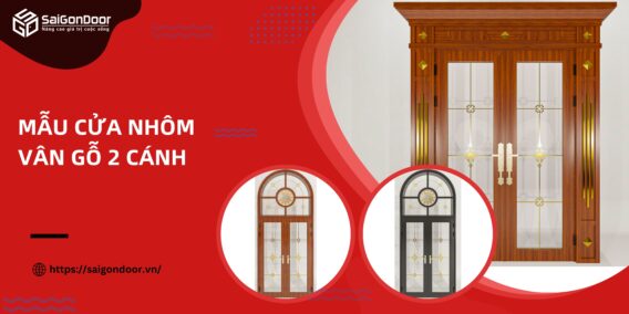 mẫu cửa nhôm vân gỗ 2 cánh